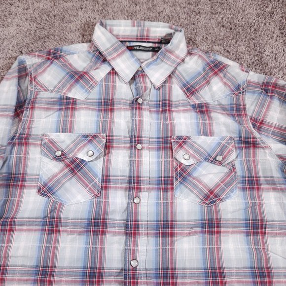 Projek Raw Western Snap Shirt Mens Size Large Long Sleeve Plaid Pockets - Picture 6 of 12